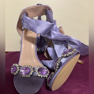 Elegant Purple Satin Women's Heels